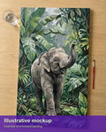 Thumbnail for Illustration of the finished paint by numbers - Baby Elephant in Jungle 40x70cm