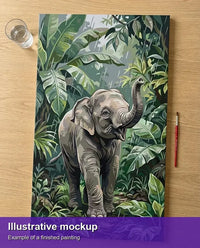 Thumbnail for Illustration of the finished paint by numbers - Baby Elephant in Jungle 40x70cm