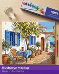 Thumbnail for Valmiin numeromaalauksen havainnekuva - Courtyard with Lemon Tree 50x40cm