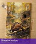 Thumbnail for Valmiin numeromaalauksen havainnekuva - Beaver Building Dam 40x70cm