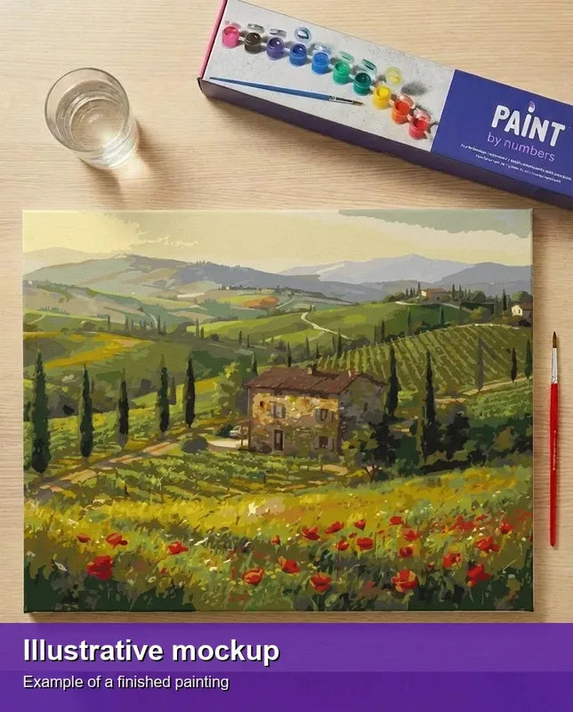 Valmiin numeromaalauksen havainnekuva - Italian Countryside House 50x40cm