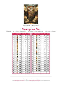 Thumbnail for Steampunk Owl timanttimaalauksen värikartta – 37 DMC-väriä