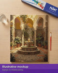 Thumbnail for Valmiin numeromaalauksen havainnekuva - Courtyard Fountain with Tiles 40x50cm