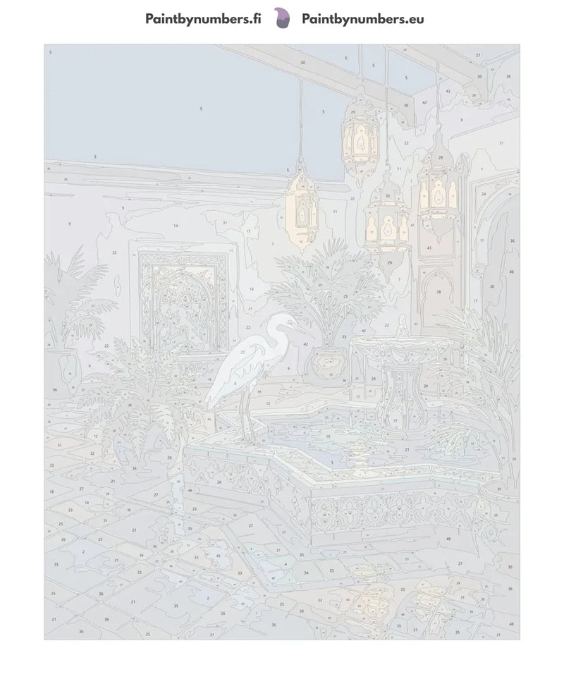Paint by numbers canvas - Heron by Fountain Courtyard