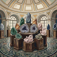 Thumbnail for Jalokiviä ja kristalleja museosalissa numeromaalaus.
