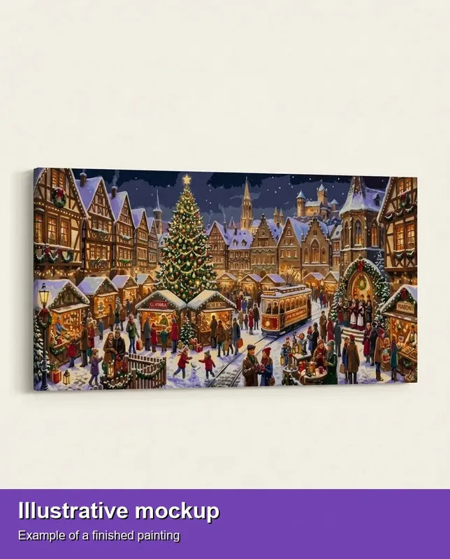 Valmiin numeromaalauksen havainnekuva - Grand Christmas Market 160x80cm