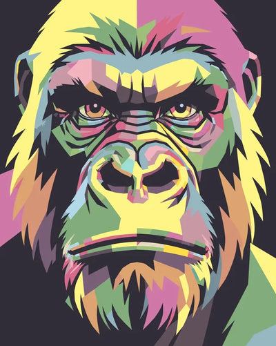 Gorillan numeromaalaus - värikäs eläinmuotokuva