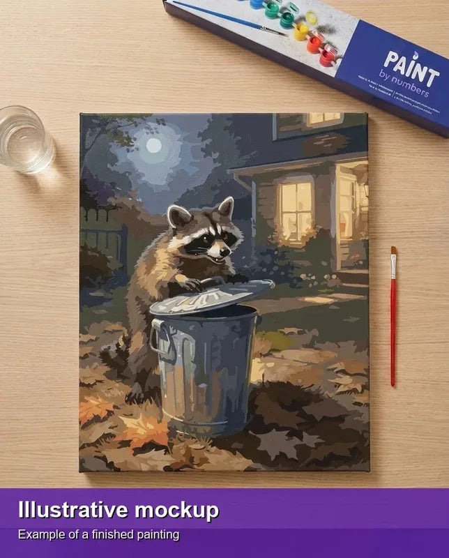 Valmiin numeromaalauksen havainnekuva - Moonlit Mischief 40x50cm