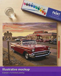 Thumbnail for Valmiin numeromaalauksen havainnekuva - Vintage Route 66 Cruise 50x40cm