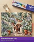 Thumbnail for Valmiin numeromaalauksen havainnekuva - Dachshund in Flower Garden 50x40cm