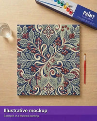 Thumbnail for Illustration of the completed paint by numbers - Holly Leaves and Berries Pattern 50x50cm