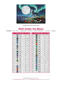 Thumbnail for Wolf Under the Moon timanttimaalauksen värikartta – 42 DMC-väriä