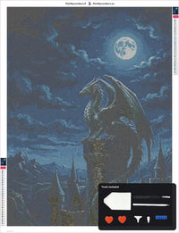 Thumbnail for Moonlit Dragon timanttimaalauksen kangas 60x80cm mukana tulevilla tyokaluilla - timanttikyna, vaha, lajittelutarjotin ja pinsetit