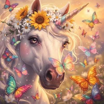 Timanttimaalaus Unicorn with Butterflies