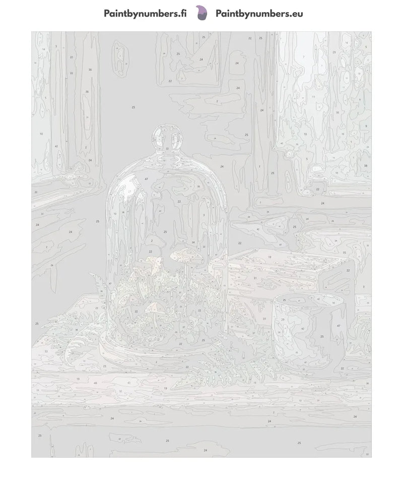 Paint by numbers canvas - Mushrooms Under Glass Dome