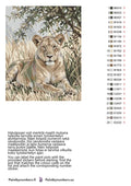 Thumbnail for Paint by numbers color chart - Lioness in Grass - väriluettelo ja ohjeet