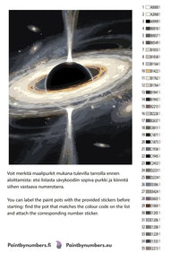 Thumbnail for Paint by numbers color chart - Black Hole Accretion Disk - väriluettelo ja ohjeet