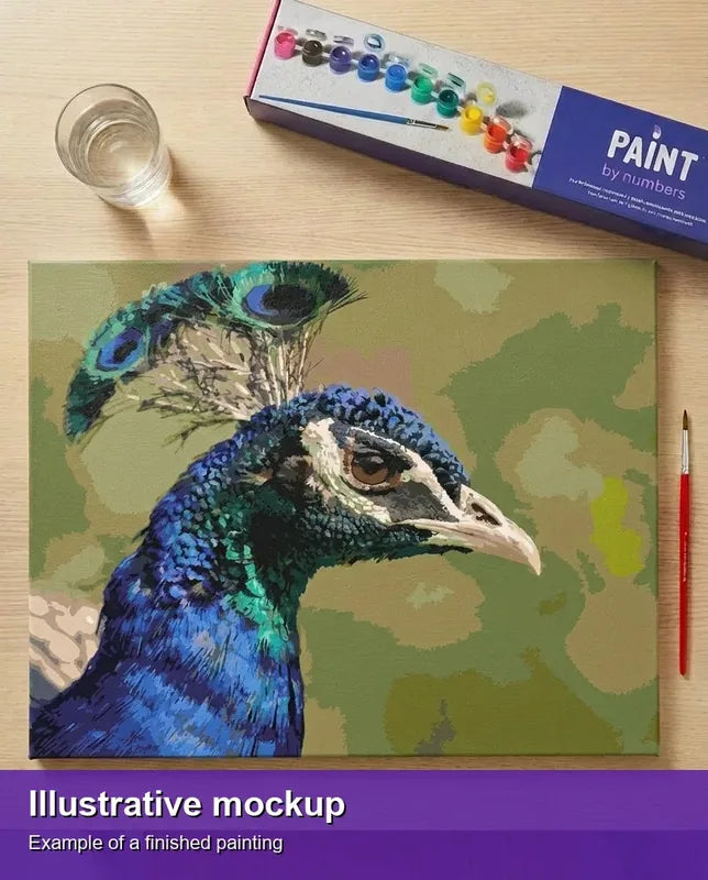 Valmiin numeromaalauksen havainnekuva - Peacock Head Profile 50x40cm