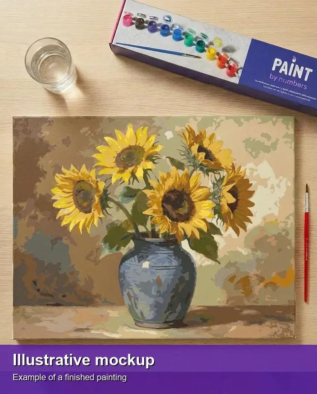 Valmiin numeromaalauksen havainnekuva - Sunflowers in Vase 50x40cm