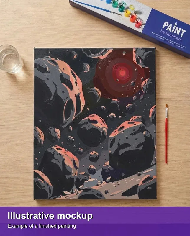 Valmiin numeromaalauksen havainnekuva - Asteroids in Space Scene 40x50cm