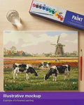 Thumbnail for Valmiin numeromaalauksen havainnekuva - Cows with Windmill 50x40cm