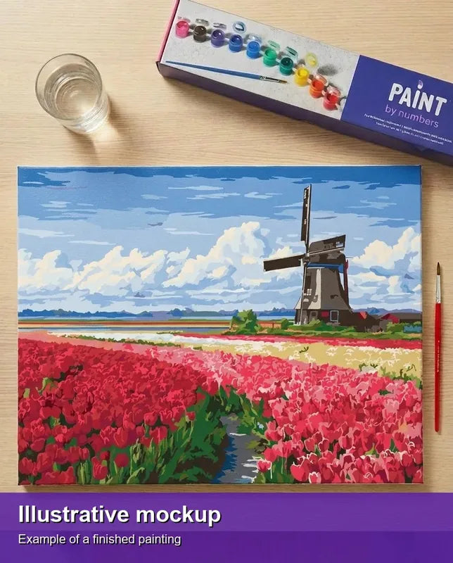 Valmiin numeromaalauksen havainnekuva - Dutch Tulip Fields 50x40cm