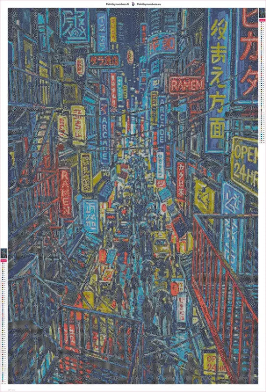 Diamond painting adhesive canvas preview - Tokyo Alley