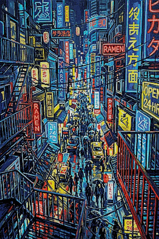 Diamond painting pattern chart - Tokyo Alley