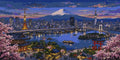 Thumbnail for Tokyo cityscape and Mount Fuji Paint By Numbers