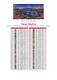 Thumbnail for Tokyo Skyline diamond painting color chart – 60 DMC colors