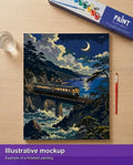Thumbnail for Finished paint by numbers mockup - Train on Coastal Bridge 40x50cm
