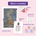 Thumbnail for Treasure Chest 40x60cm diamond painting kit contents: adhesive canvas, color chart, tools and diamond bags