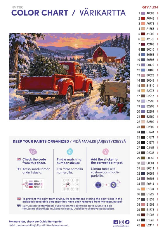 Paint color chart and instructions - Tree Farm Truck 70x50cm