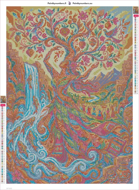 Diamond painting adhesive canvas preview - Tree of Life Goddess Fantasy