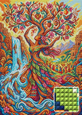 Thumbnail for Tree of Life Goddess Fantasy, 50x70 cm diamond painting – finished design preview with a close-up of square drills