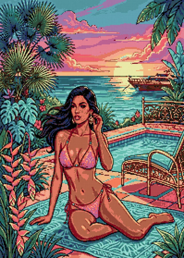Diamantmönster för Tropical Bikini