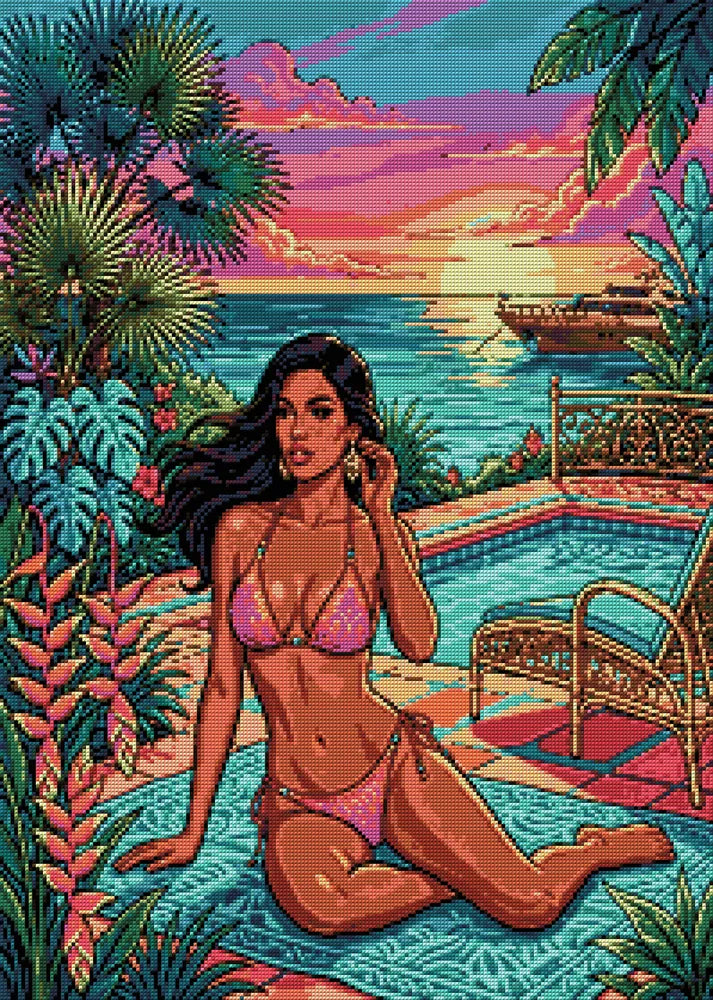 Diamond pattern - Tropical Bikini