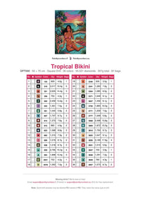 Thumbnail for Tropical Bikini diamond painting color chart – 36 DMC colors