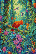 Thumbnail for Tropical Birds in Lush Jungle, 40x60 cm diamond painting – full design preview without the close-up inset