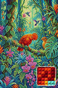 Thumbnail for Tropical Birds in Lush Jungle, 40x60 cm diamond painting – finished design preview with a close-up of square drills