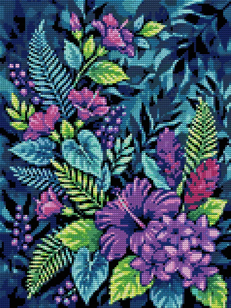 Diamond painting pattern chart - Tropical Foliage