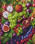 Thumbnail for Tropical fruits and berries paint by numbers. Colorful, detailed food-themed painting kit.
