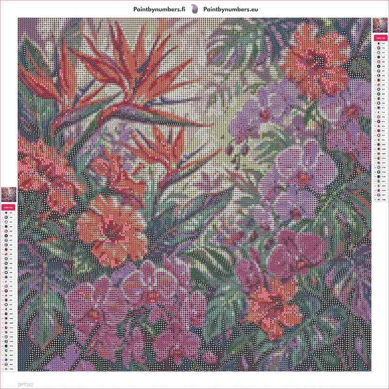 Diamond painting adhesive canvas preview - Tropical Orchids