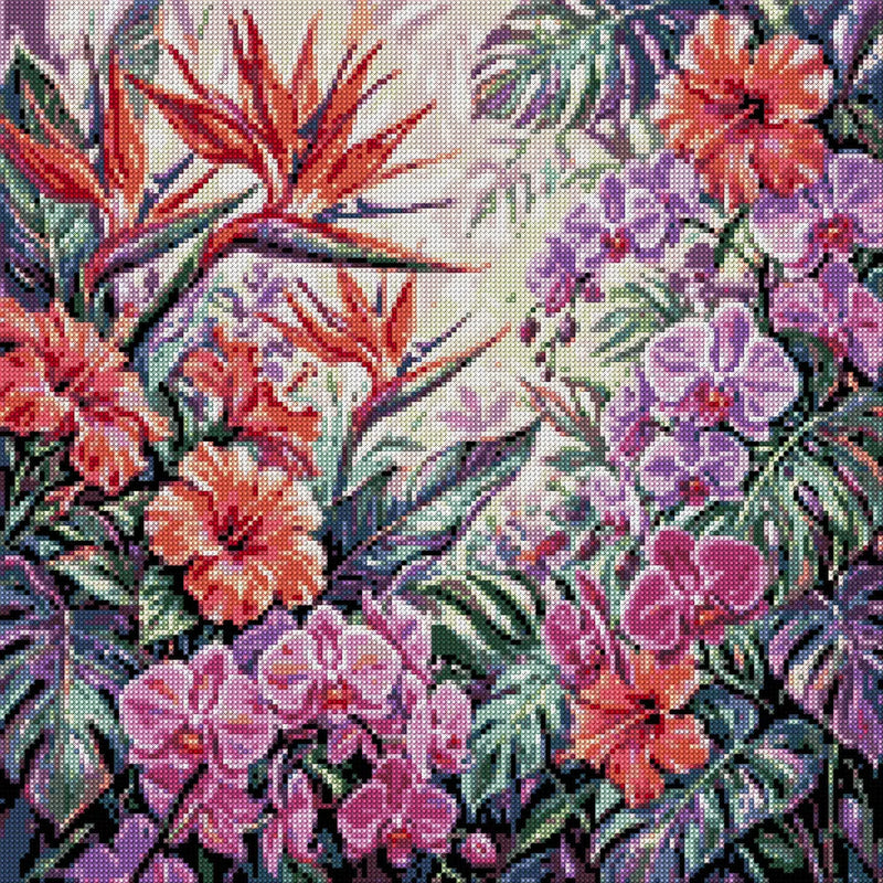 Diamond painting pattern chart - Tropical Orchids