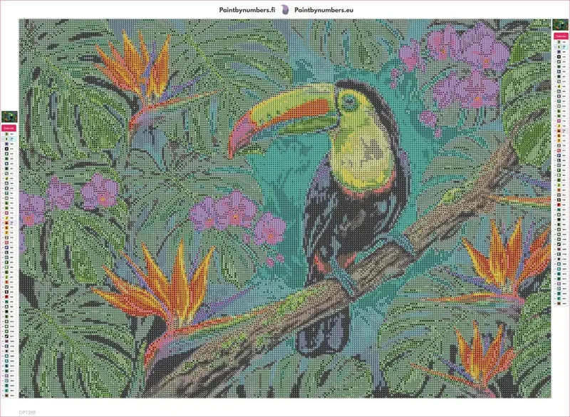 Diamond painting adhesive canvas preview - Tropical Toucan