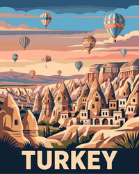 Thumbnail for Turkey travel poster Paint By Numbers, hot air balloons and landscape