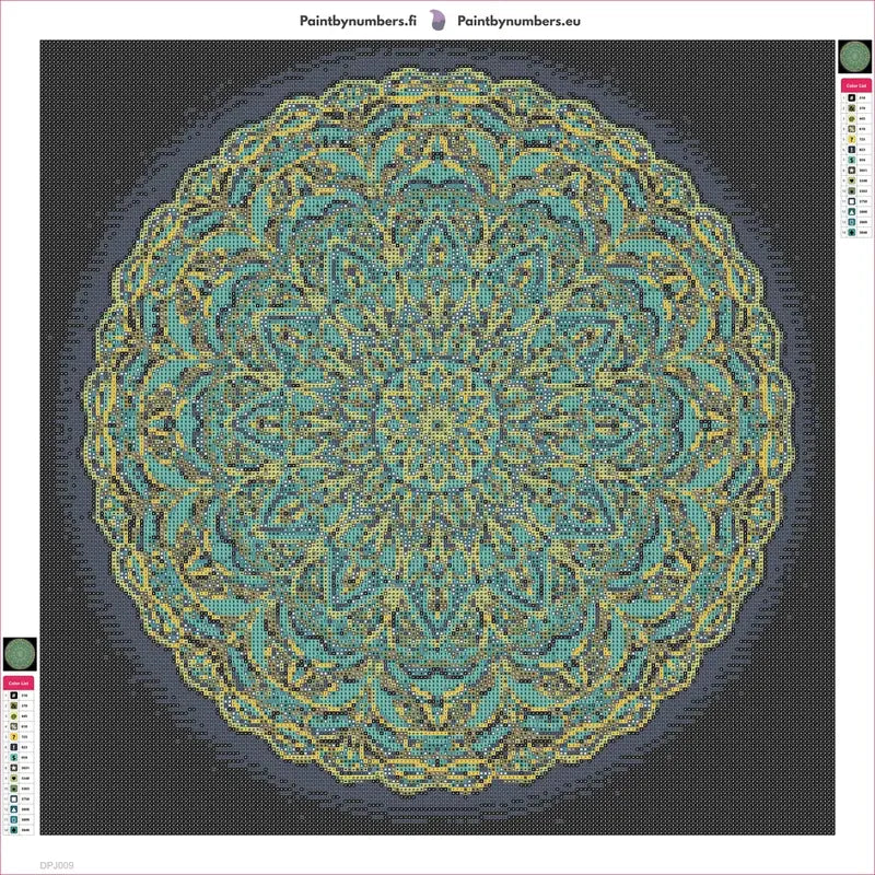 Turquoise Mandala diamond painting adhesive canvas 50x50cm