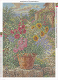 Thumbnail for Diamond painting adhesive canvas preview - Tuscan Garden Flower Pot
