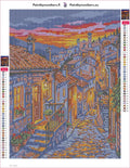 Thumbnail for Diamond painting adhesive canvas preview - Tuscan Village at Sunset
