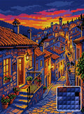 Thumbnail for Tuscan Village at Sunset, 30x40 cm diamond painting – finished design preview with a close-up of square drills